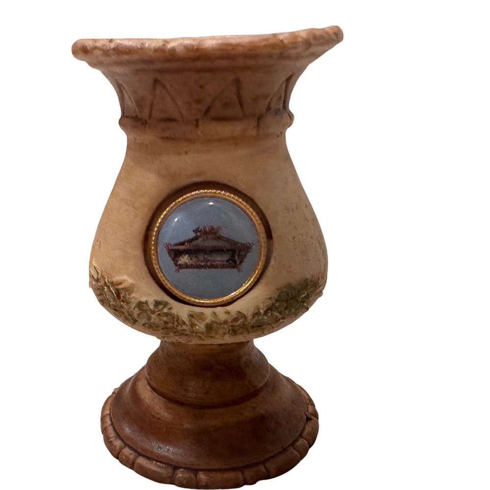 Vintage Resin Candlestick Holder Decorative Pedestal Small‎ Ornate Accent